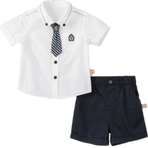 ()David Bella Boys 2024 New Summer Clothing Childrens Baby Boy College Style Childrens Clothing Suit