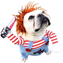 Funny pet dog holding a knife and transforming into a cat universal clothes Bichon Teddy Pomeranian small and medium-sized dog clothes