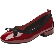 Daphne womens shoes red small leather shoes mother-in-law wedding shoes scoop shoes mothers shoes womens 2024 new flat shoes