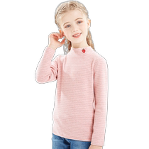 Girls bottoming shirts childrens spring and autumn long-sleeved T-shirts new half turtleneck big childrens girls fashionable outer tops