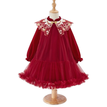 Girls Hanfu dress big childrens red new Chinese gauze skirt babys autumn dress festive childrens Tang suit for women