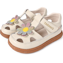 Tyrannis Princess Sandals Summer Baotou Velcro Childrens Shoes Small Flowers Cow Leather Shoes for Women