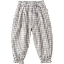 David Bella Childrens Pants 2024 Summer New Girls Cotton Pants Medium and Large Childrens Plaid Casual Pants