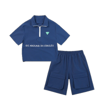 EBAER childrens suit summer 2024 new boys and girls short-sleeved T-shirt shorts sports two-piece thin section