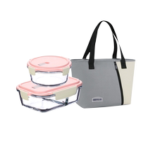 Anmai high temperature resistant pink glass crisper box pink crisper bowl food grade refrigerator special storage box