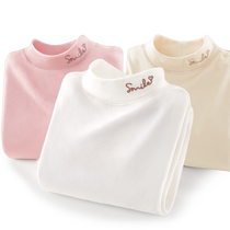 Girls long-sleeved T-shirt autumn childrens bottoming shirt 2023 new autumn clothes big children half turtleneck white top childrens clothing