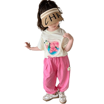 Yuyingfang girls thin summer short-sleeved suit loose baby anti-mosquito pants two-piece set casual summer sports