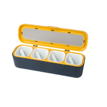BJ Baijie compartmented seasoning box four-in-one kitchen flip-top seasoning jar seasoning bottle salt and chicken essence storage box with spoon