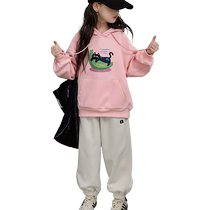 Yuyingfang spring and autumn girls long-sleeved hooded jacket 2024 casual sports loose cartoon autumn style sweatshirt and sweatpants