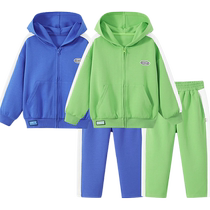 () Ubiyi Childrens Suit Spring and Autumn Boys Contrast Color Sportswear Two-piece Set Girls Casual Childrens Clothing