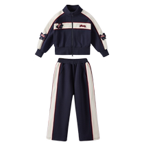 Girls fashionable suits older childrens contrasting color cardigan two-piece sets baby sportswear autumn style stylish childrens autumn clothes for girls