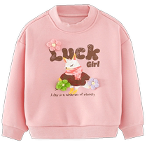 Piggy Banner Childrens Wear 24 Winter New Childrens Sweaters Little Girls Pullovers Baby Toddler Tops Plus Velvet