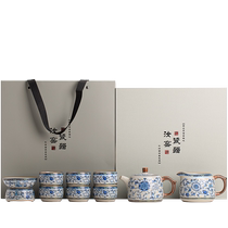Xiyuanji Kung Fu Tea Set Home Ceramic Teapot Tea Cup Light Luxury High-end Gift Box Mid-Autumn Festival for Elder Teachers