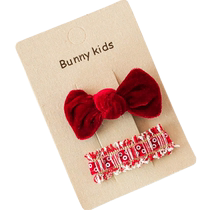 Childrens New Year Hair Accessories Girls New Year Red Head Adorned Butterfly Knot year Card Card Clips Girls Baby Girl Child