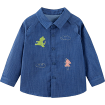 (Same style in the mall) Mini Balabala Boys Loose Fashion 2024 Autumn New Skin Friendly Long Sleeve Shirt