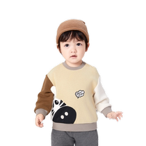 Balabala childrens clothing baby bottoming shirt T-shirt boy baby top autumn and winter contrasting color stitching fashionable and cute