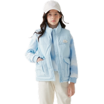 Balabala Girls Vest Cotton Vest Autumn and Winter Childrens Clothes for Big Children Stand-up Collar Warm Casual Sweet and Trendy