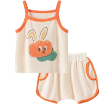 0-2 0-2-year-old baby split suit Summer thin style out clothes baby vest shorts Two sets of summer clothes