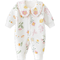 Three-layer quilted cotton cute bear baby jumpsuit autumn and winter baby one-year-old gift rompers warm clothes winter clothes