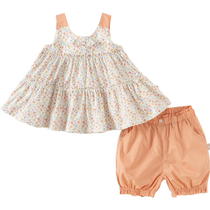The same David Bella childrens five-quarter pants suit in the mall 2024 summer dress girls suspender T-shirt two-piece set