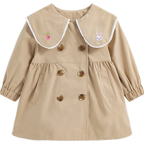 Babe Yi Girls Cover 2022 Childrens Dresser Bao Han Edition mid - autumn mid - long coat College windshirt clothing