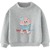 Piggy Banner Childrens Wear 2024 Winter New Childrens Sweater Medium and Large Childrens Girls Pullover Girls Tops with Velvet