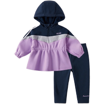 jellybaby childrens sports suit baby thin velvet two-piece set medium and large childrens clothing fashionable girls autumn clothing