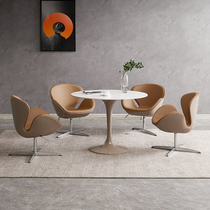 Designer slate light luxury reception negotiation table and chair combination exhibition hall office rest area casual small round table simple