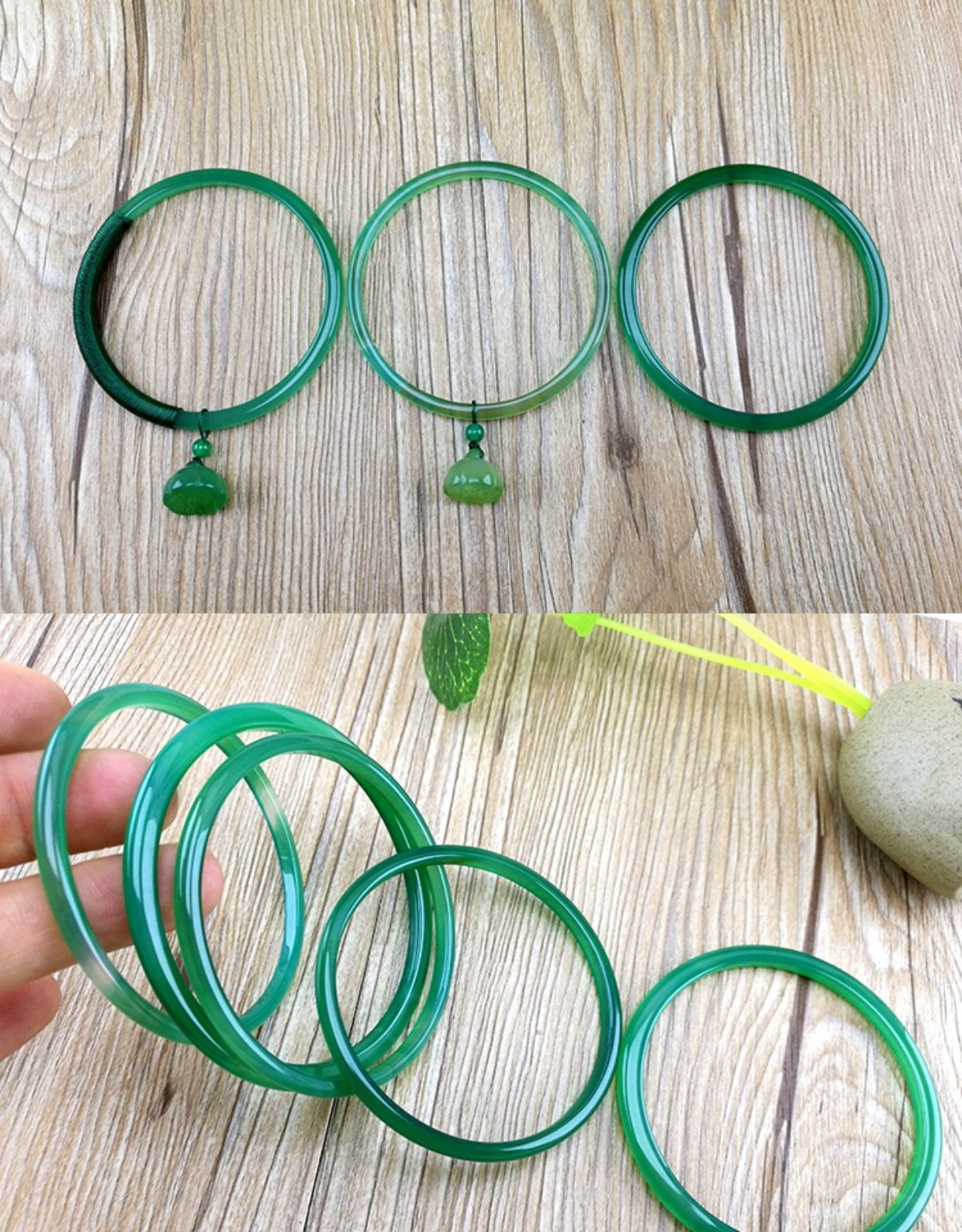 Vòng đeo tay Chalcedony xanh tự nhiên của Brazil - Vòng đeo tay Cuff vòng tay handmade