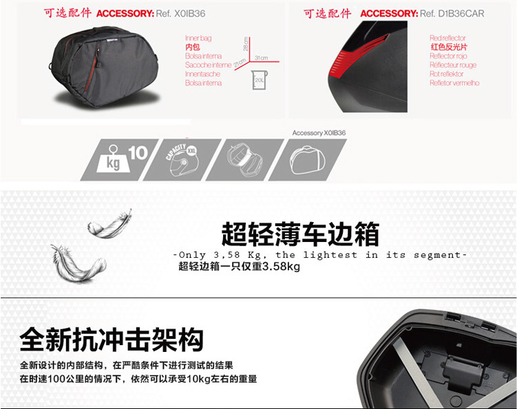 Yamaha YS bay tới 250 ngày kiếm vua YBR250 ụ kệ bên khung khung bên khung hộp Xia De SHAD hộp đuôi - Xe gắn máy phía sau hộp thùng đựng đồ gắn đuôi xe máy