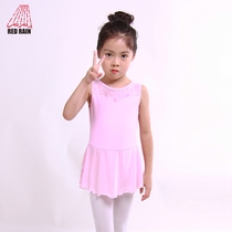 New red rain dance childrens tutu Childrens performance skirt one-piece practice gymnastics suit