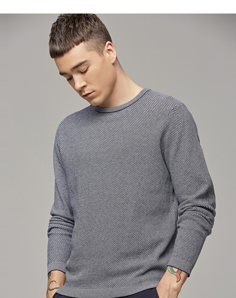 麦 2018 mùa thu mới cho nam áo len mỏng áo thun nam cổ tròn cotton dài tay áo len thủy triều 3343 áo khoác bomber