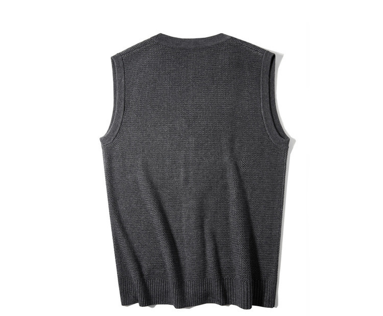 Momoike nam 2018 mùa đông mới nam cổ chữ V không tay vest vest len ​​đan áo len thủy triều 3401 áo len mỏng