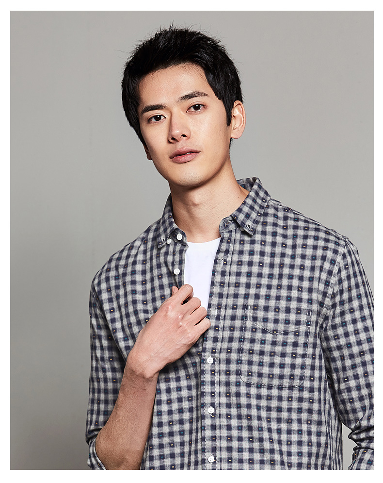 Momaike nam xuân mới áo sơ mi kẻ sọc nam dài tay cotton flannel áo sơ mi nam thanh niên kiểu áo sơ mi nữ tay lỡ