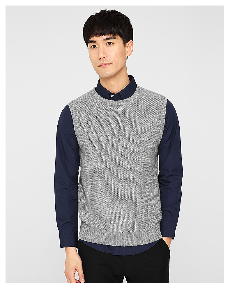 Momaike nam mùa thu người đàn ông mới của đan vest thanh niên vest giản dị Hàn Quốc phiên bản của thủy triều không tay vest 3172 áo len không tay