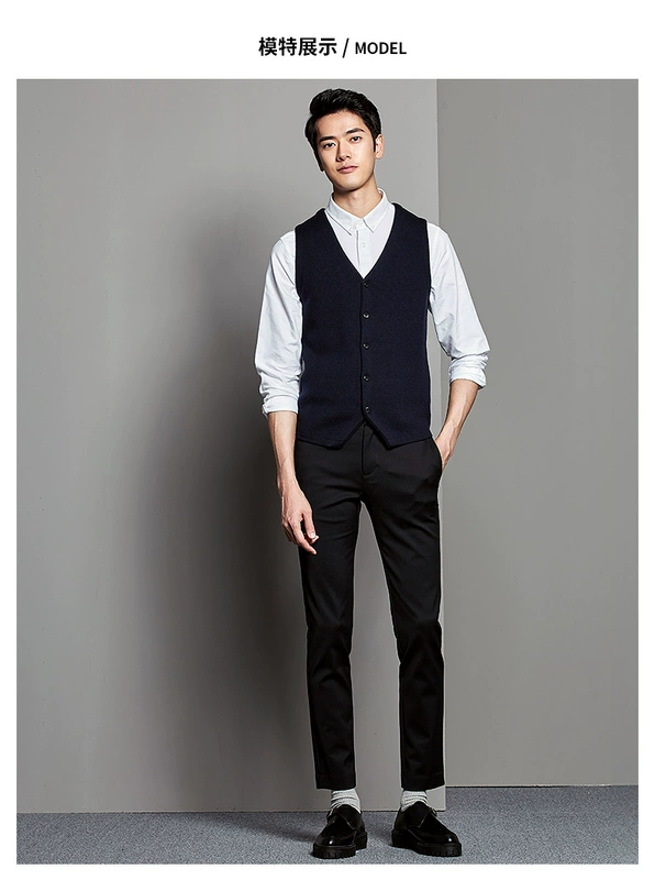 Momoike mùa thu nam V-Cổ áo len nam áo len không tay tóc vest vest cardigan áo Hàn Quốc Slim