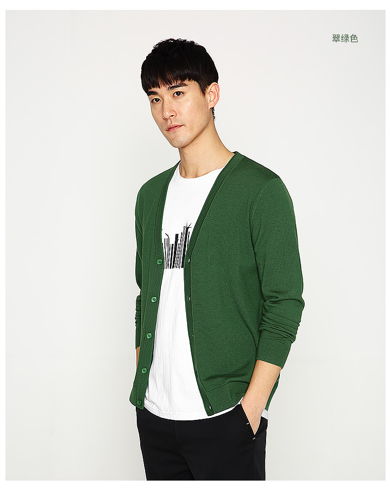 [Chống mùa 40% off] 2017 mùa xuân và mùa thu thanh niên của nam giới tinh khiết len ​​cardigan V-Cổ áo len giản dị áo khoác nam 3151