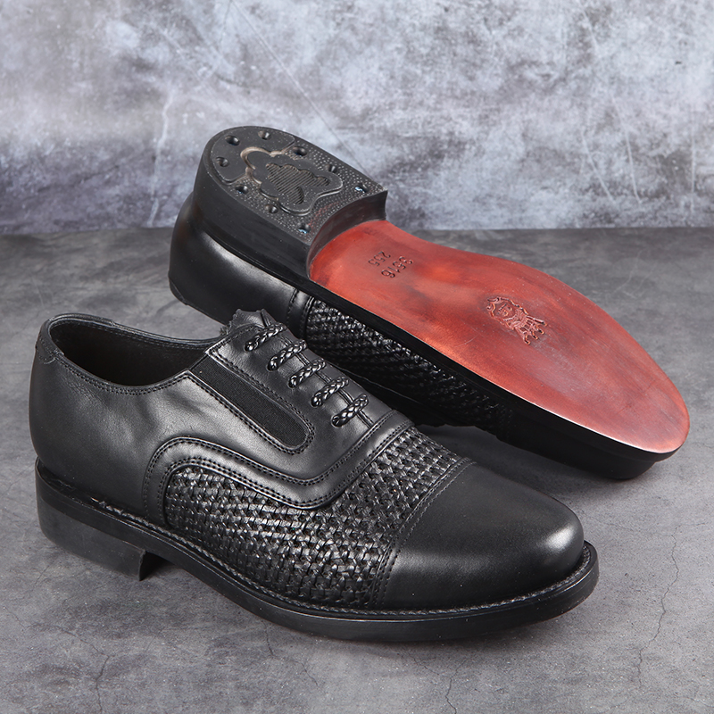 3516 Mill Genuine Leather Bottom Bull Leather Woven Hollowed-out Business Casual Sandals Sandals 78 Style Three Joints Mesh Sandals Shoes