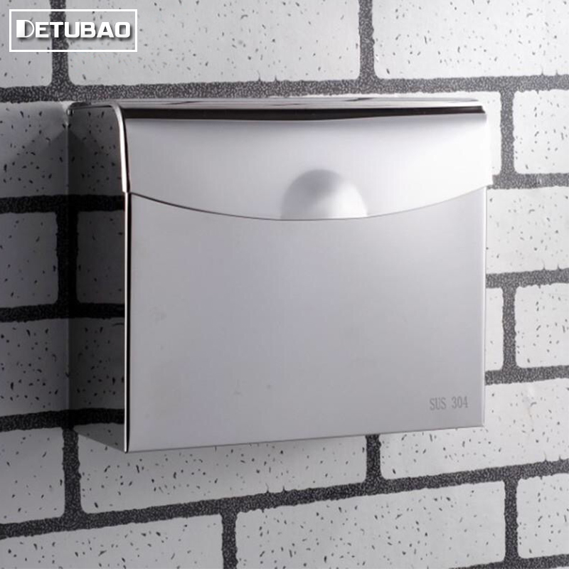 Powder Room Tissue Box Toilet Paper Box Wall Mounted Perforated Toilet Paper Shelf Multifunctional Stainless Steel Toilet Paper Box