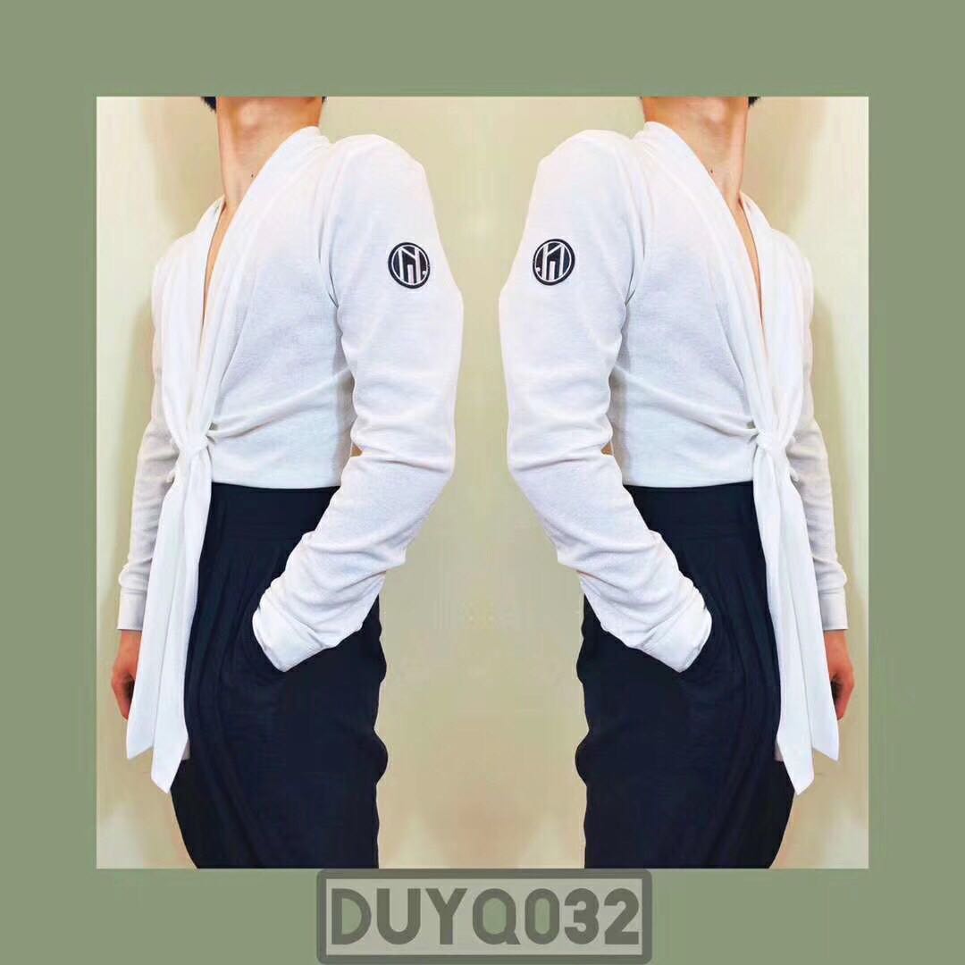 vv dance suit DUYQ 2020 big V neck tie cuff latin dance men's top
