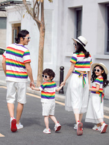 Pro-son fit a family of four summer clothes 2022 new wave mother and mother female ocean gas three-mouth and son summer whole family suit