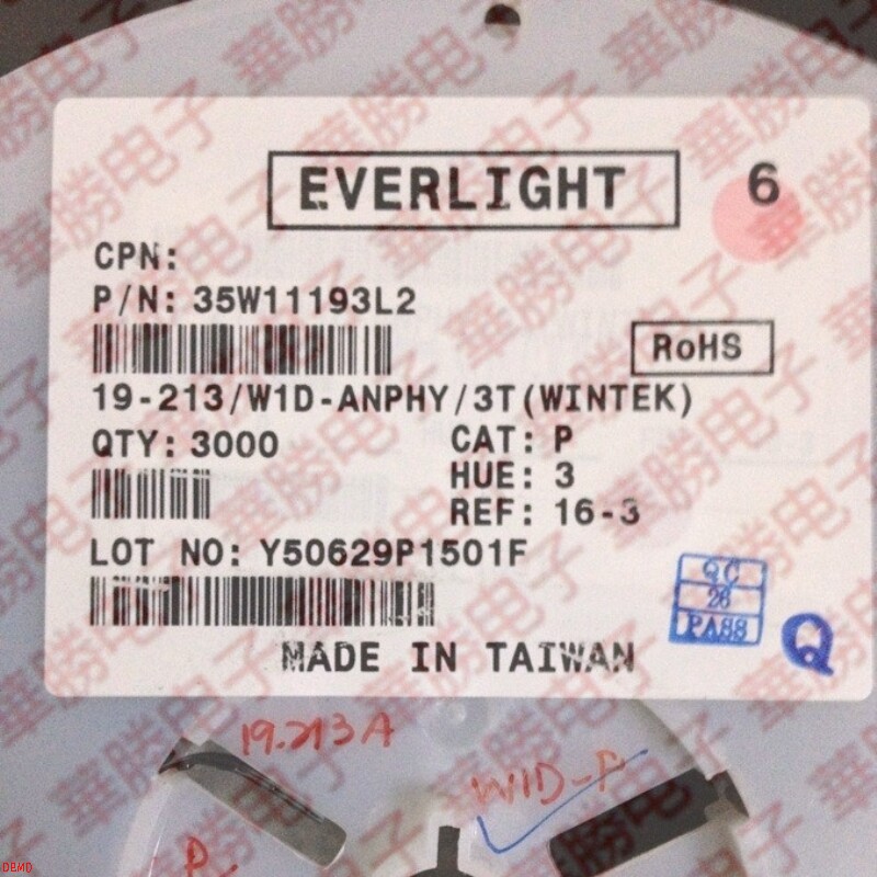 (Huasheng) EVERLIGHT 19-213 W1D-ANPHY 3T 0603 White Light SMD LED