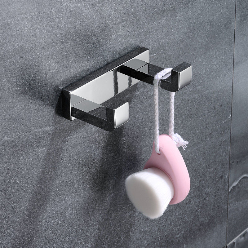 German Modern Shoe Cabinet Hangover Hook Stainless Steel Wall Platoon Hook Double Hook Bathroom Makeup Room Towel Cloister Hood Hook Hotel