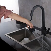 Exit Germany Black Kitchen Pumping Pull Tap All Copper Wash Basin Hot and cold tap Kitchen Sink Tap