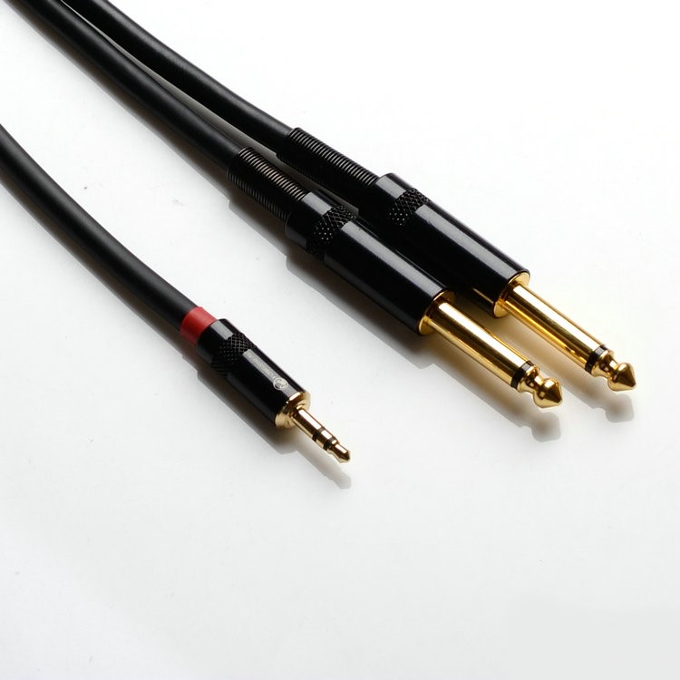 Audio cable 3 5 headphone plug one point two 2rca double 6 35 computer connected to power amplifier big two core 6 5