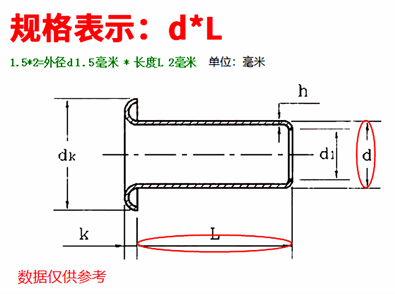 ມາດຕະຖານແຫ່ງຊາດ hollow copper rivet copper rivet buckle copper eyelet hole 0.9M1M1.1M1.2M1.3M1.5M2.53-6