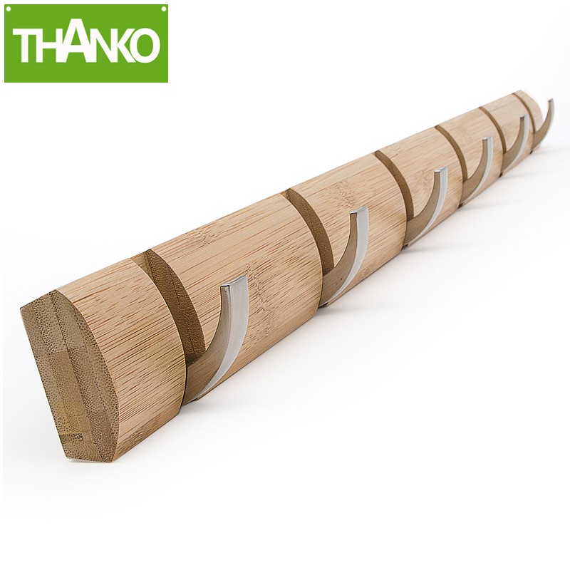 Nordic coat hook invisible bag row hook wall creative bedroom solid wood coat rack door behind the wall hanging coat rack