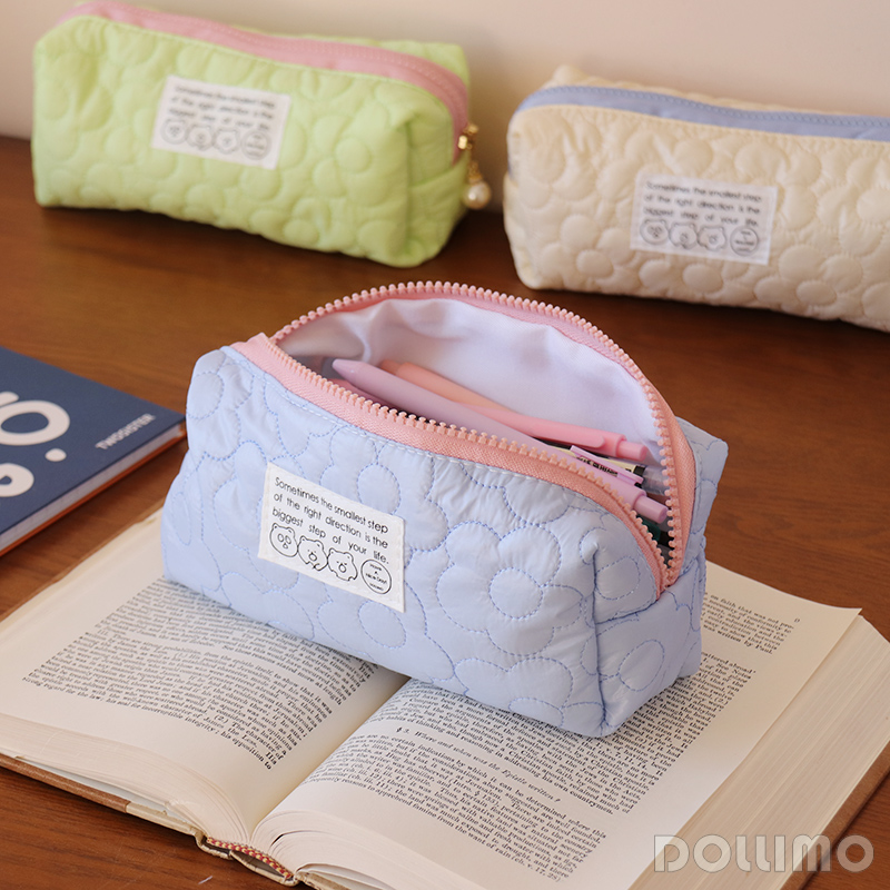 Do Home Cute Flowers Clip Cotton Pen Bag Soft Fufu Small Fresh Large Capacity Junior High School Girl Prints Ins Wind Girl Girls Girl Students Cute Little Crowdsourced Stationery Lead Pencil Case Cashier Bag