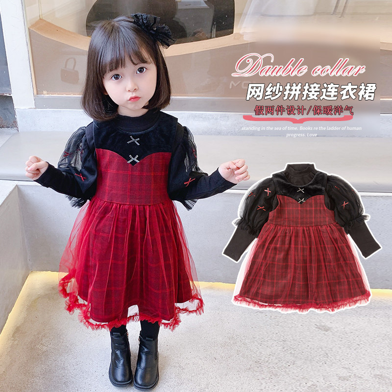 Girls' foreign style skirts baby autumn dresses first birthday party birthday clothes princess skirts autumn girl's dresses