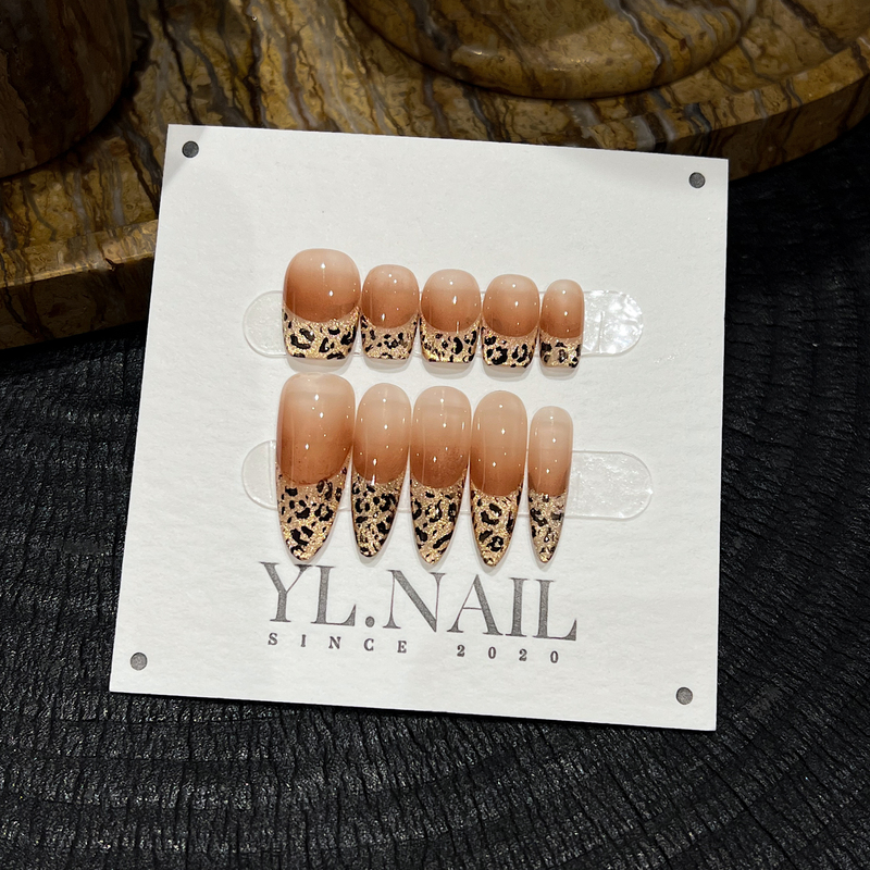 【Yl.Nail Aura 1.8m 2.0】Handmade Nail Tips ins Unique Leopard Print Cat Eye Autumn/Winter Wearable Nails